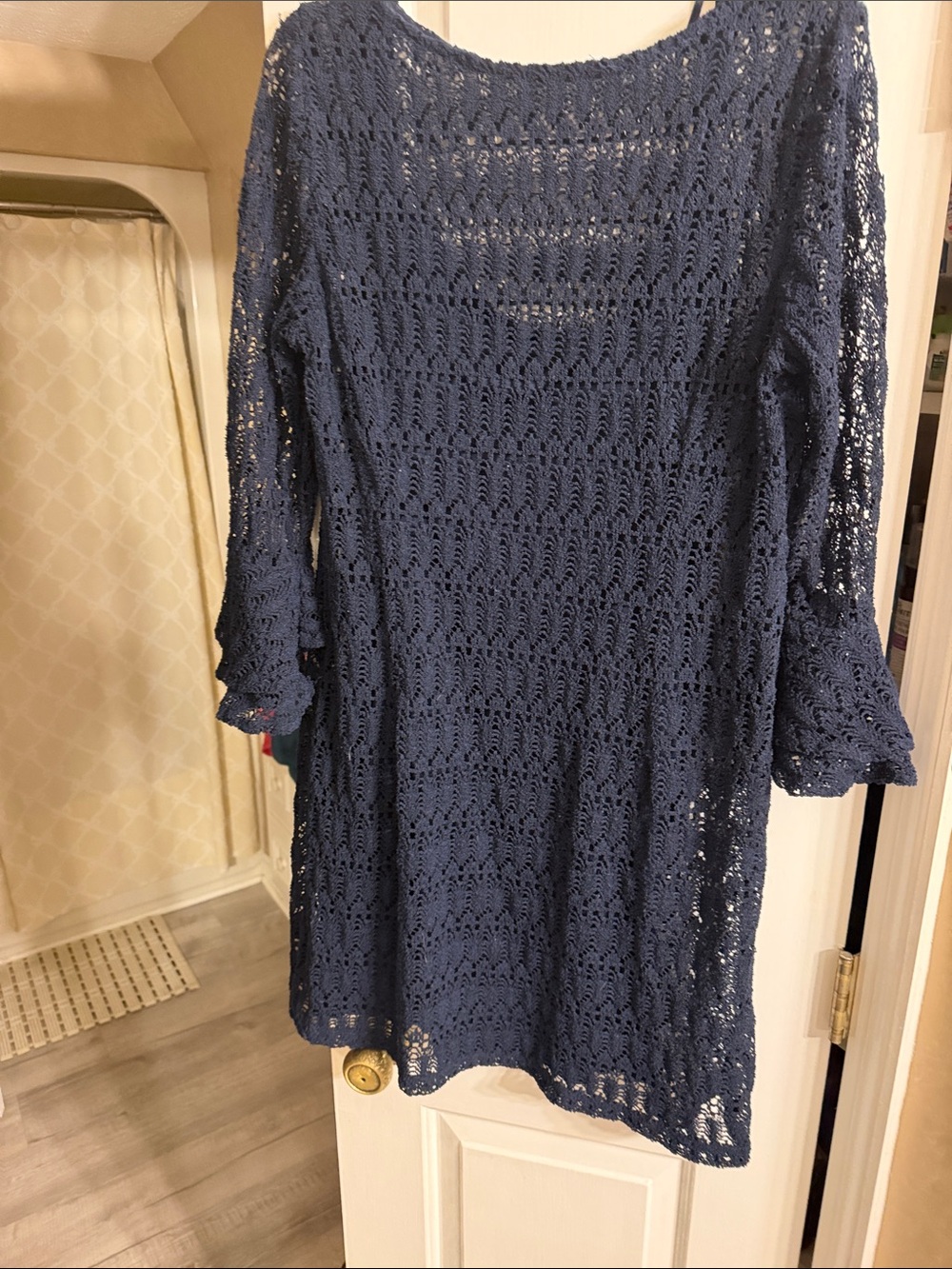 Dress Barn Navy Blue Crochet Mini Dress